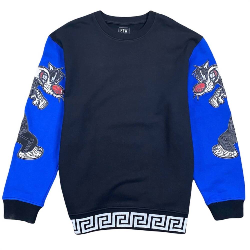 NEW FTW men's sylvester crewneck sweatshirt in black/royal